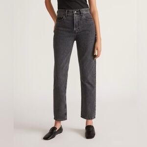Everlane The Original Cheeky Jean Cropped, Washed Black, Size 26